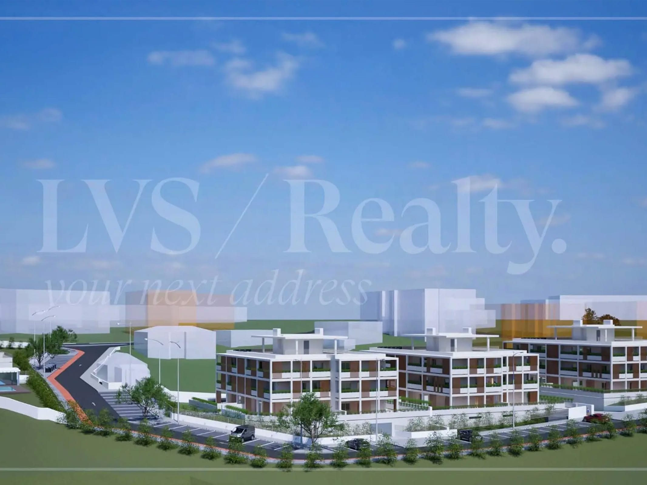 Vista do projeto habitacional na Ericeira, com 48 apartamentos e estacionamento subterrâneo.